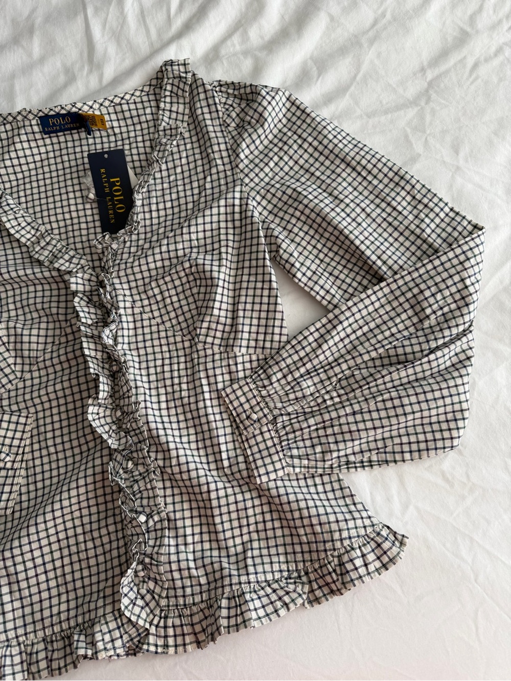 NWT Polo Ralph Lauren Ruffle-Trim Poplin Blouse - 100% Cotton - Picture 8 of 15